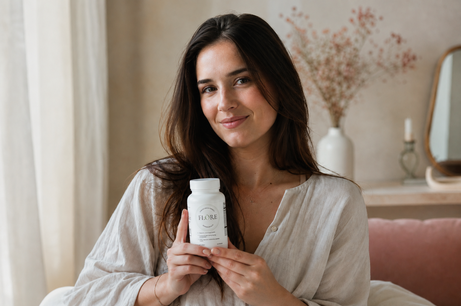 A woman holding FLŌRE