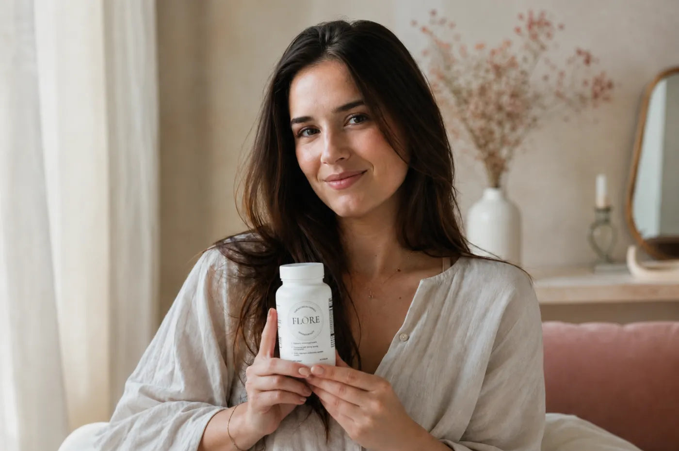 A woman holding FLŌRE